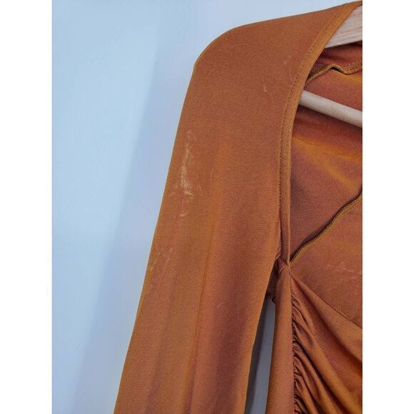 LAPOINTE Women's Asymmetric Ruched Long-Sleeve Jersey Top Yellow Size 12 - Picture 8 of 10